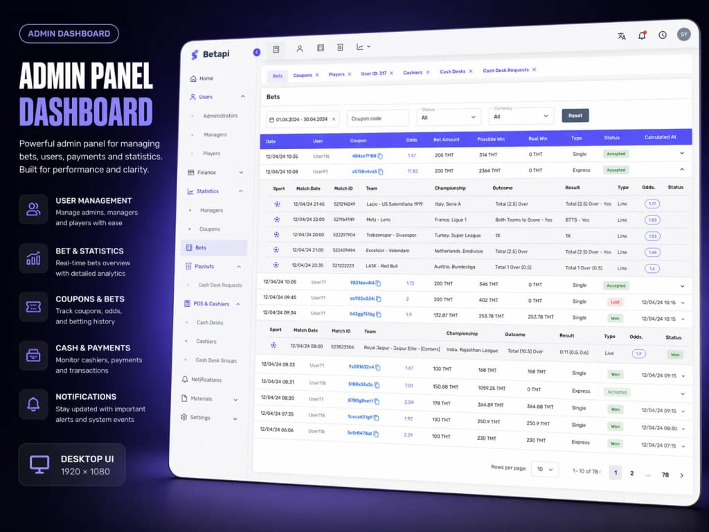 Sports Betting Admin Console